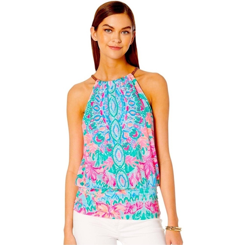 LILLY PULITZER Bowen Top in Multi Engineered Hot Tamale.‎ SZ M
